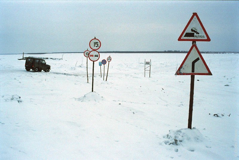 Въезд на переправу через Печору